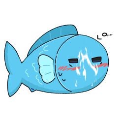 blue_eyes blush cum cum_on_face dissapointed fish sameko_saba unknown_artist