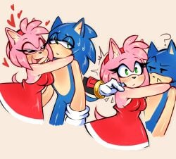 amy_rose anthro curious disinterested hearts_around_head mayghely sfw shadow_the_hedgehog shoulder_tap sonic_(series) sonic_the_hedgehog source_request