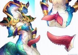 2024 2_penises animal_genitalia animal_penis apode armor draconcopode genital_slit genitals hemipenes hi_res ket-dawnatsunset legless male multi_genitalia multi_penis naga overlord_(series) penis scalie serpentine solo tapering_penis