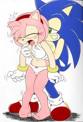 1boy 1boy1girl 1girls amy_rose anthro blob_feet bow_panties breast_grab breasts cameltoe colored featureless_feet feet female fur hand_on_breast hedgehog male open_mouth panties sega sonic_(series) sonic_the_hedgehog straight topless white_panties