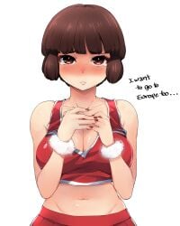 1girls blush cleavage clothed female hands_together isabeau_(smt) looking_at_viewer megami_tensei shin_megami_tensei shin_megami_tensei_iv tagme text upset