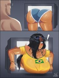 1boy 1girls ass ass_focus big_ass big_breasts big_butt big_thighs black_hair blush blushing_female brazil brazilian brazilian_sadako breasts computer computer_monitor female female_focus gigantic_ass gigantic_breasts gigantic_thighs glasses_on_head huge_ass huge_breasts huge_butt huge_nipples huge_thighs katsubo_art long_hair shy stuck stuck_in_object sweat sweatdrop sweaty_ass sweaty_breasts tagme tan tan_body tanline tanned the_ring thick_hips thick_thighs thighs through_wall yamamura_sadako