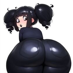 1girls adorable ai_generated anime anime_style animegirl ass back back_view black_hair black_makeup bubble_ass bubble_butt cute fat_ass fat_butt female girl goth goth_girl gothic heavenly_ass hips huge_ass huge_butt lipstick looking_back makeup oc original original_character original_characters pale pale-skinned_female pale_skin pale_skinned_female pants shortstack smesh_(artist) thick_ass thick_thighs thighs tight_clothing tight_pants twintails white_background wide_hips