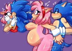 ambiguous_penetration amy_rose belly_inflation big_breasts face_grab full_of_cum mayghely pillow_shading saliva sonic_(series) sonic_the_hedgehog source_request surprise_kiss tongue_out