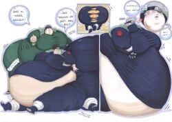 3boys hatake_kakashi might_guy morbidly_obese naruto prisonsuit-rabbitman simple_background ssbhm text umino_iruka what white_background wtf