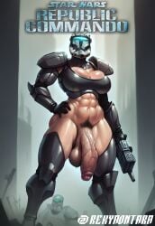 abs armor big_balls big_breasts big_penis clone_commando clone_trooper dominant futanari hairy hairy_balls huge_balls huge_cock hung muscular muscular_futanari pubic_hair rekya_ontara republic_commando sci-fi science_fiction soldier solo solo_futa standing star_wars