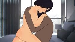 about_to_cum ass_slap black_hair black_male black_skin blush blushing closed_eyes feet_up fortnite fortnite:_battle_royale full_body grabbing hands_behind_back hands_behind_head holding_partner long_hair maya_(fortnite) medium_ass medium_breasts naked naked_female naked_male nude on_bed open_mouth pleasure_face riding riding_penis scar self_upload thick_thighs white_girl white_skin