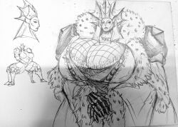 armor cleavage clothed concept_art crown crying_blood drawing female gauntlets gigantic_breasts greaves multi_leg multi_limb royalty solo_focus the_wrath_(zeblackballd) the_wrathful_queen_(zeblackballd) ze_blackball.d zeblackballd_(artist)