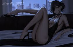 big_breasts breasts breasts colt_walker_(girls'_frontline) dark_skin dress girls'_frontline legs nail_polish painted_nails selcky tagme thighs