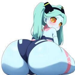 1girls adorable ai_generated anime anime_style animegirl ass blush blushing_at_viewer bubble_ass bubble_butt cute cyberpunk:_edgerunners fat_ass fat_butt female girl heavenly_ass hips huge_ass huge_butt looking_at_viewer looking_back rebecca_(edgerunners) shortstack sit sitting sitting_on_floor smesh_(artist) thick_ass thick_thighs thighs tight_clothing twintails twintails_(hairstyle) white_background wide_hips