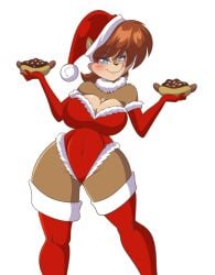 1girls breasts chili_dog christmas christmas_outfit female female_only leotard mastergodai sally_acorn solo solo_female sonic_(series) sonic_the_hedgehog_(series) strapless_leotard thick_thighs