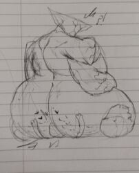 drawing facesitting featureless_face gigantic_ass happy hearts_around_head muscular muscular_male no_feet overweight_male surprised the_colossus_(zeblackballd) thick_thighs ze_blackball.d zeblackballd_(artist)