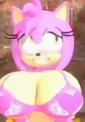 amy_rose animated big_breasts female_only no_sound outdoors solo sonic_the_hedgehog_(series)