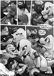 anal blush comic cum cum_inside english_text furry gay haychel male nintendo no_color no_humans penis pokemon riolu sex text totodile video_games