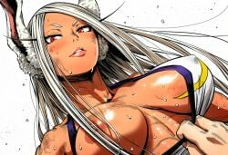 ai_generated boku_no_hero_academia boobs boobs_out bunny_ears dirty flashing flashing_breasts mirko my_hero_academia no_panties rsweet rumi_usagiyama sexy superhero_costume superheroine tits tits_out white_hair