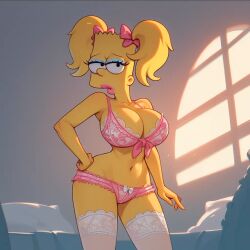 ai_generated bart_simpson bartina_simpson bedroom bedroom_eyes bimbofication bimbofied lingerie mtf_transformation rule_63 stockings the_simpsons twintails