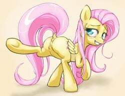 2013 animal anus ass blue_eyes blush chromaskunk colored cutie_mark equine female feral fluttershy_(mlp) friendship_is_magic fur furry furry_only hair horse long_hair mammal my_little_pony pegasus pony presenting pussy solo stoic5 sweat wings yellow_fur