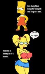 1boy 1woman bart_simpson breasts female femboy panties sexy sexy_pose the_simpsons yellow_body yellow_skin