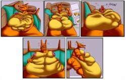 anthro background belly_button charizard chubby_female comic couch cumming eating_food ejaculation fat fat_fetish fat_woman female fingering_belly food happy infiniteshades naked_female nipples obese onomatopoeia overweight overweight_female panels pizza pizza_box playing_with_belly pokemon pokemon_(species) smiling tongue_out weight_gain wet wet_belly wetness