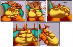 anthro background belly_button charizard chubby_female comic couch cumming eating_food ejaculation fat fat_fetish fat_woman female fingering_belly food happy infiniteshades naked_female navel_penetration nipples obese onomatopoeia overweight overweight_female panels pizza pizza_box playing_with_belly pokemon pokemon_(species) smiling tongue_out weight_gain wet wet_belly wetness