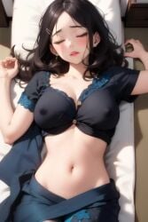 ai_generated animated belly_button black_hair breathing light-skinned_female light_skin lipstick mature_female medium_breasts midriff navel original platinum6969 saree sari tagme video