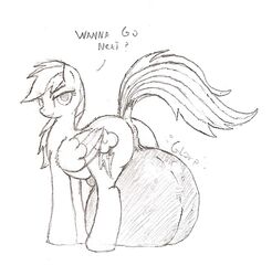 anus balls big_balls black_and_white cutie_mark dialog dickgirl english_text equine feral friendship_is_magic hair horse hyper intersex looking_at_viewer monochrome my_little_pony pegasus penis_vore pony rainbow_dash_(mlp) sketch solo standing text vore wings