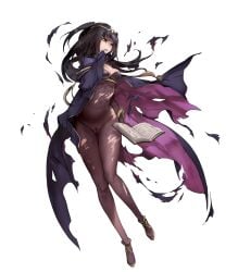 1girls blunt_bangs bodystocking edit female female_only fire_emblem fire_emblem_awakening fire_emblem_heroes junluo980 nintendo nude_edit nude_filter official_art see-through solo tharja_(fire_emblem) torn_clothes transparent_background