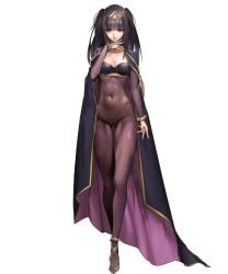 1girls blunt_bangs bodystocking bridal_gauntlets edit female female_only fire_emblem fire_emblem_awakening fire_emblem_heroes junluo980 nintendo nude_edit nude_filter official_art see-through solo tharja_(fire_emblem) transparent_background