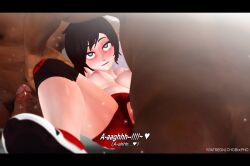 1girls 3d chobixpho dark-skinned_male dark_skin female gym_bottomwear gym_clothes gym_clothing gym_shorts gym_storeroom gym_uniform gymnastics interracial male red_shorts ruby_rose rwby text