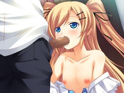 blonde_hair blue_eyes blush breasts censored female game_cg izumi_(seishin_seiai_paraphilia) nipples oral penis seishin_seiai_paraphilia softhouse_seal