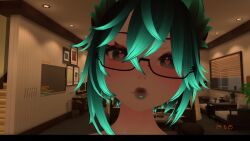 1boy 3d animated black_hair black_lipstick cum_in_mouth eating_cum eating_own_cum femboy fluffyafterdark glasses green_eyes green_highlights heart_shaped_pupils male_only self_upload solo_male tagme tongue_out two_tone_lips video vrchat vrchat_avatar wolf_boy