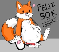 animal_genitalia anthro belly_grab blush blush_lines brazilian coquetell cum cum_on_floor digital_media_(artwork) dot_eyes dripping_cum drooling fox fur furry heart licking_lips looking_at_viewer male male_only orange_fur pawpads paws pink_pawpads portuguese_text safe_vore simple_background sitting sitting_on_floor smiley_face spread_legs tail vore white_belly white_paws xxjeffeyxx_(artist) youtube youtuber youtuber_boy