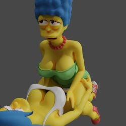 belly_bulge blender breasts clothing dress female heperson marge_simpson milf miniskirt prostitution selfcest skirt slut strap-on the_simpsons thick tight_clothing voluptuous yuri