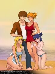 1boy 3girls alisa_(everlasting_summer) alisa_dvachevskaya dvach-tan everlasting_summer harem image_set kef34 kneeling leash lena_(everlasting_summer) male slavya-chan slavya_(everlasting_summer)