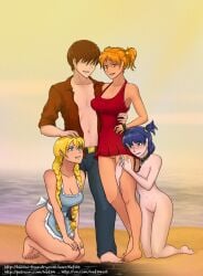 1boy 3girls alisa_(everlasting_summer) alisa_dvachevskaya dvach-tan everlasting_summer harem image_set kef34 kneeling leash lena_(everlasting_summer) male slavya-chan slavya_(everlasting_summer)