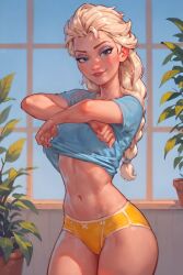 1girls ai_generated ass ass ass_focus blonde_female blonde_hair blonde_hair blonde_hair_female blue_eyes curvaceous curvaceous_body curves curvy curvy_body curvy_female curvy_figure elsa_(frozen) exposed_ass exposed_butt female female female_only frozen_(film) holyoilsus hourglass_figure lifting lifting_shirt light-skinned_female light_skin shirt shirt_lift solo solo_female voluptuous voluptuous_female