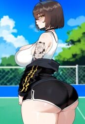 1girls ai_generated ass azur_lane baltimore_(azur_lane) big_breasts breasts creamy_ai female female_focus female_only hips huge_ass huge_breasts large_breasts light-skinned_female looking_at_viewer navel short_hair tattoos thick_thighs thighs wide_hips