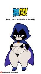 1girls belly_button breasts fat fat_woman female female_only lobokosmico raven_(dc) solo tagme teen_titans_go thick_thighs