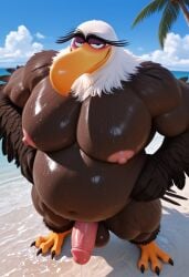 accipitrid accipitriform ai_generated angry_birds anthro avian bald_eagle balls beach beak big_belly bodily_fluids brown_feathers civitai claws columbia_pictures detailed_eyes eagle eyebrows fat fat_belly flexing front_view furry genitals hands_on_hips hi_res horny horny_male looking_at_viewer male male_only mighty_eagle navel nipples obese obese_male outdoors outside overweight overweight_male palm_tree penis pupils rovio rovio_animation rovio_entertainment sand sea_eagle sega sex smile smiling_at_viewer solo sony sunny tail tail_feathers talons the_angry_birds_movie two-tone_body two-tone_feathers unibrow wet_body white_feathers white_hair yellow_beak