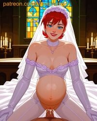 ai_generated bride cock cowgirl_position cum_in_pussy incest marvel marvel_comics mary_jane_watson mavevame milf mother mother_and_son pregnant pregnant_bride pregnant_sex red_hair seems spider-man_(series) vaginal_penetration wedding_dress