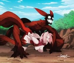 1boy 1girls 2d 2d_animation alternate_form animated animation bouncing_breasts breasts breasts_out cherriettiva doggy_style forehead_jewel green_eyes headband imjustthatkinky moaning monster monster_on_female naruto naruto_(series) naruto_shippuden nipples on_knees open_mouth pale-skinned_female pale_skin penetration pink_hair pink_nipples pupiless_eyes pupilless_eyes sakura_haruno sex sex_from_behind short_hair shorts_around_thighs shorts_down shounen_jump shueisha sound tagme thrusting transformation uzrah uzumaki_naruto uzumaki_naruto_(four_tails_form) video voice_acted