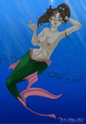 breasts dastigy female lipstick mermaid underwater wink