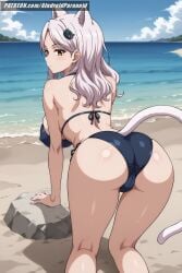 ai_generated aindroidparanoid ass ass ass_focus beach big_ass big_breasts big_butt bikini blush breasts busty cameltoe carla_(fairy_tail) cat_ears cat_girl cat_tail catgirl curvy cute fairy_tail female female_only hips huge_ass huge_breasts huge_butt long_hair nipples stable_diffusion taller_girl voluptuous white_hair