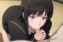 ai_generated amagami amagami_ss blowjob blowjob_face blush censored censored_penis clothed_female clothed_female_nude_male fellatio fellatio_gesture grabbing_penis kagura_aiart kneeling looking_up looking_up_at_partner morishima_haruka mosaic_censoring mosaic_censorship open_legs school_uniform spread_legs sucking sucking_penis