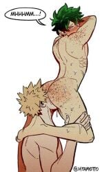 2boys abs anal anilingus anus_lick ass ass_focus back bakugou_katsuki bare_ass barefoot blonde_hair blush boku_no_hero_academia curly_hair duo duo_focus face_in_ass feet freckles freckles_on_ass freckles_on_back freckles_on_body freckles_on_shoulders frizzy_hair gay green_hair human hyamotto izuku_midoriya katsuki_bakugou licking_anus licking_ass male/male midoriya_izuku my_hero_academia no_visible_genitalia pleasure_face saliva shounen_jump soles spiky_hair sweat teen teen_boy teenage teenage_boy teenager toes toned white_background yaoi