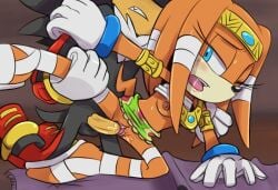 1boy 1girls anthro black_fur blue_eyes breasts cylent_nite furry medium_breasts nipples orange_fur penetration penis pussy pussy_juice pussy_juice_drip rough_sex saliva sega sex shadow_the_hedgehog sonic_(series) sonic_the_hedgehog_(series) tikal_the_echidna vagina vaginal_penetration vaginal_penetration vaginal_sex