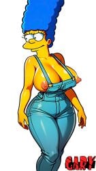 1girls ai_generated alpha_channel big_breasts blue_hair female for_sticker_use marge_simpson milf nip_slip no_background overalls png sticker_template the the_simpsons thick_thighs transparent_background transparent_png yellow_skin