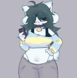 breasts chubby chubby_female pants phone scentedpocky temmie temmie_(undertale) thighs undertale undertale_(series)