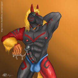 2011 ajani anthro equine erection furry horse male male_only muscles no_humans penis solo