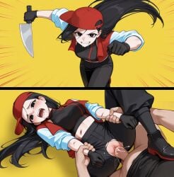 ai_generated butcher_vanity_(synthesizer_v) clothed clothed_sex crying crying_with_eyes_open damaged_clothes defeated defeated_female defeated_with_sex female fight forced holding_hands holding_wrists jacket knife non_con non_consensual pussy rape red_hat red_jacket sex spooning tears uncensored vaginal_penetration weapon yi_xi_(synthesizer_v)